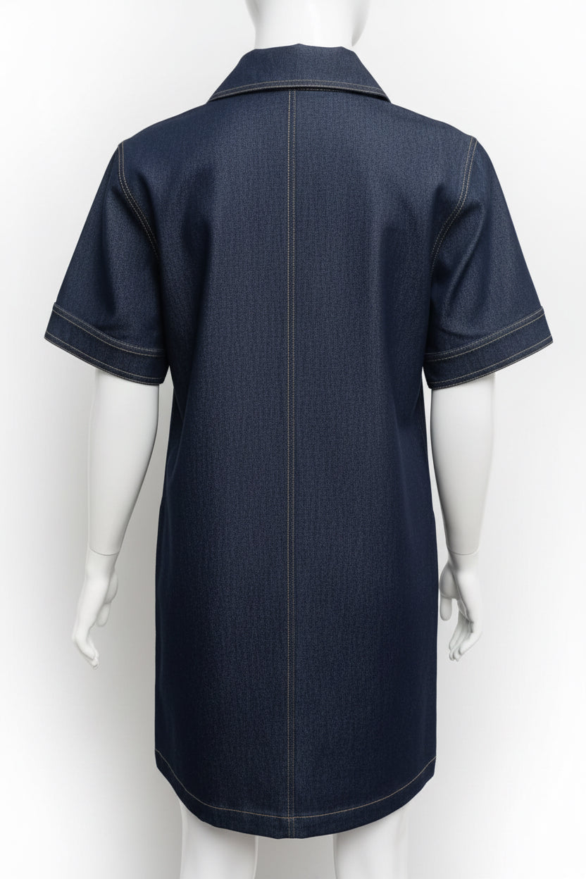 Robe chemise courte en jean manche courte