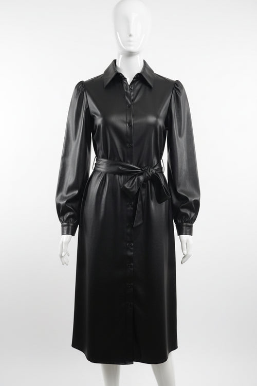 Robe chemise en simili cuir avec ceinture